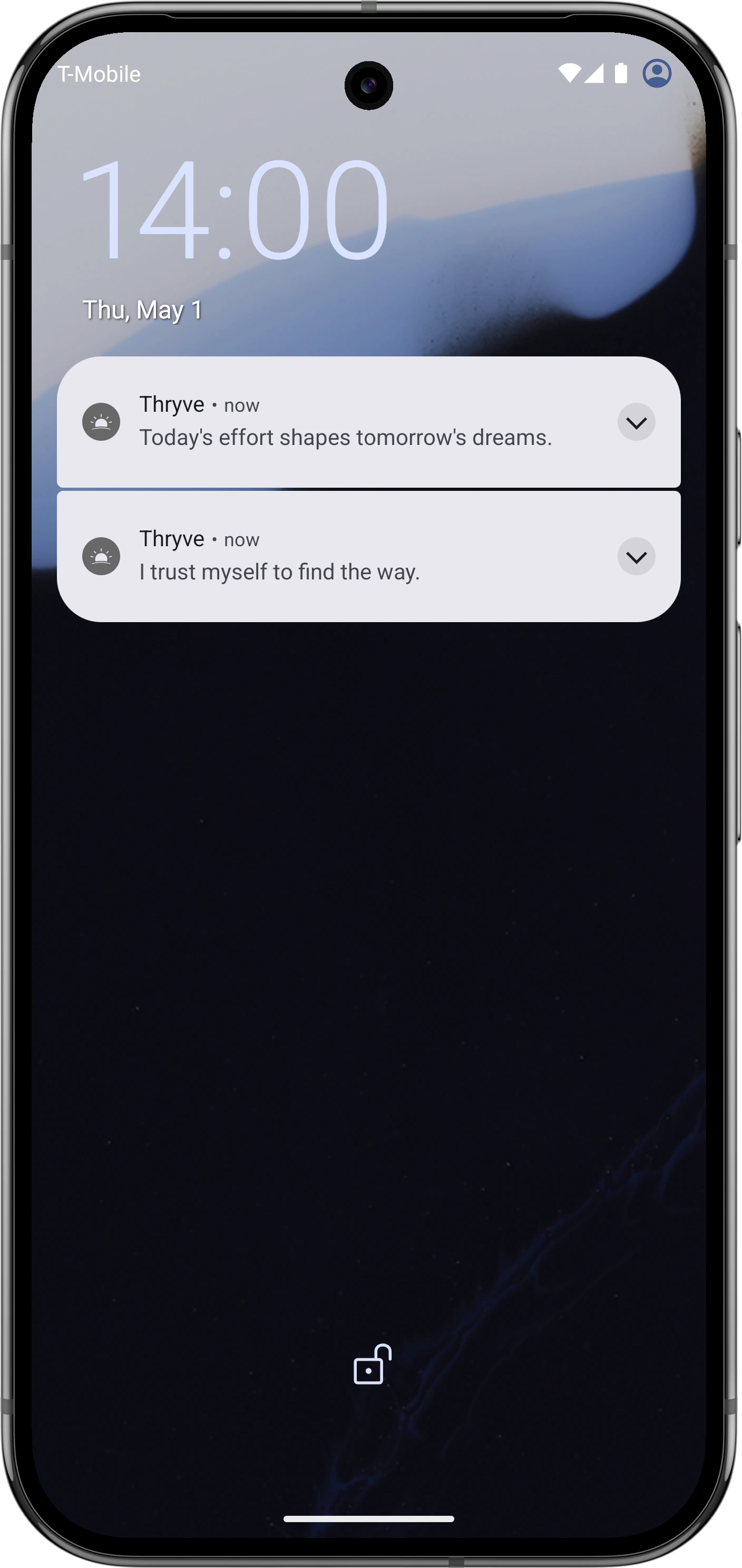 Motivational reminder notification from Thryve on Android